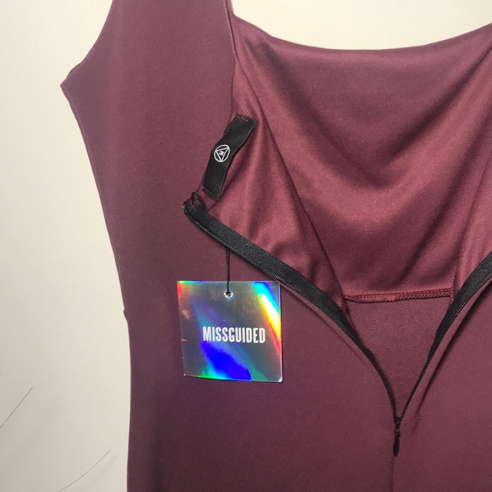 Missguided Square neck Side Split Midi Dress - Picture 7 of 8